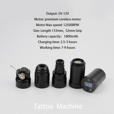 Acero inoxidable 1800mAh NARW Máquina de tatuaje inalámbrico 1-OLED Display Batería de pantalla táctil pistola de tatuaje rotativa bolígrafo de tatuaje con potencia RCA proveedor