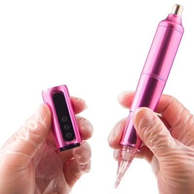 Micropigmentación del cuero cabelludo ceja labios amarillos cartuchos de tatuaje rotativos pluma acero inoxidable con batería eléctrica proveedor