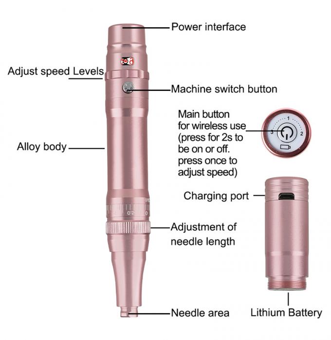 Máquina de tatuaje de cejas de batería profesional con protrusión de aguja de 0-3.5 mm y diseño inalámbrico 2