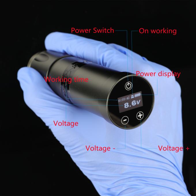 Acero inoxidable 1800mAh NARW Máquina de tatuaje inalámbrico 1-OLED Display Batería de pantalla táctil pistola de tatuaje rotativa bolígrafo de tatuaje con potencia RCA 2