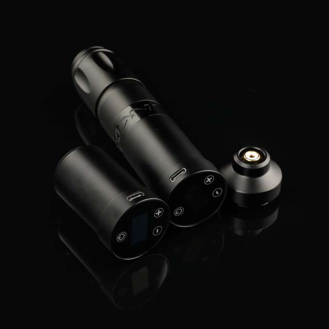 Acero inoxidable 1800mAh NARW Máquina de tatuaje inalámbrico 1-OLED Display Batería de pantalla táctil pistola de tatuaje rotativa bolígrafo de tatuaje con potencia RCA 5