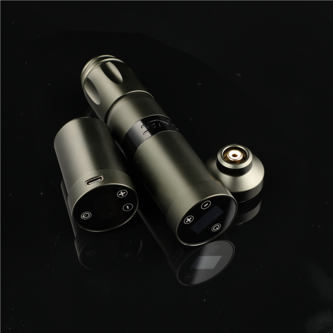 Acero inoxidable 1800mAh NARW Máquina de tatuaje inalámbrico 1-OLED Display Batería de pantalla táctil pistola de tatuaje rotativa bolígrafo de tatuaje con potencia RCA 7