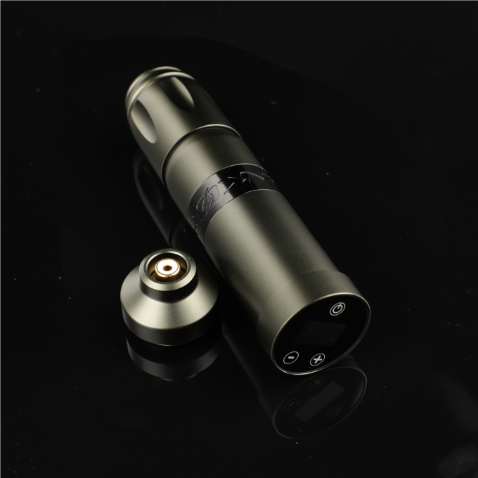 Acero inoxidable 1800mAh NARW Máquina de tatuaje inalámbrico 1-OLED Display Batería de pantalla táctil pistola de tatuaje rotativa bolígrafo de tatuaje con potencia RCA 8