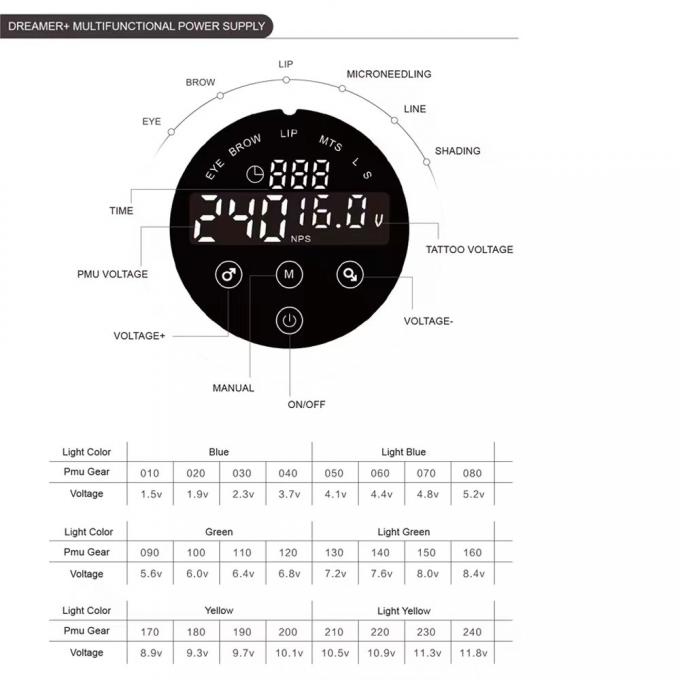 M&aacute;quina de tatuaje de control sin esfuerzo con fuente de alimentaci&oacute;n de tatuaje con funci&oacute;n de caja de puntos y pantalla t&aacute;ctil inteligente 4