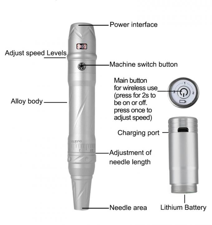 Pequeño tatuaje eléctrico inalámbrico recargable máquina de tatuaje de labios profesional con y diseño recargable 2