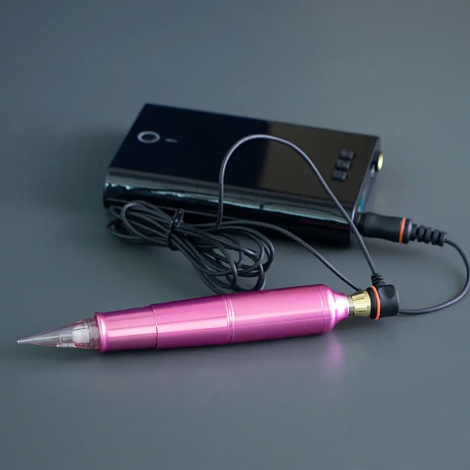Micropigmentación del cuero cabelludo ceja labios amarillos cartuchos de tatuaje rotativos pluma acero inoxidable con batería eléctrica 1