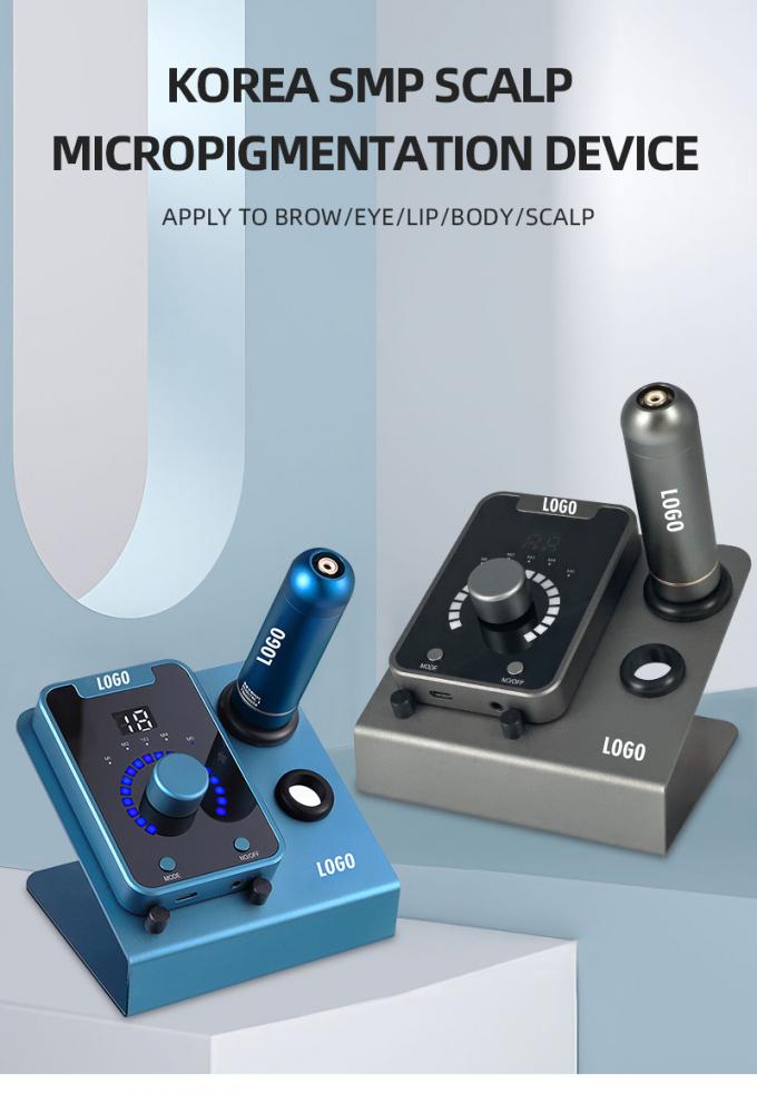 Dispositivo de micropigmentación del cuero cabelludo tipo pistola eléctrica SMP con maquillaje permanente y máquina de tatuaje de motor suizo en azul negro 0