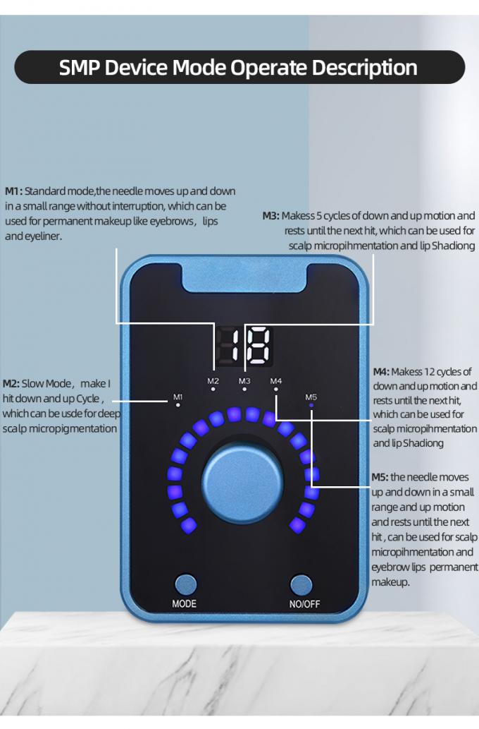 Dispositivo de micropigmentación del cuero cabelludo tipo pistola eléctrica SMP con maquillaje permanente y máquina de tatuaje de motor suizo en azul negro 4
