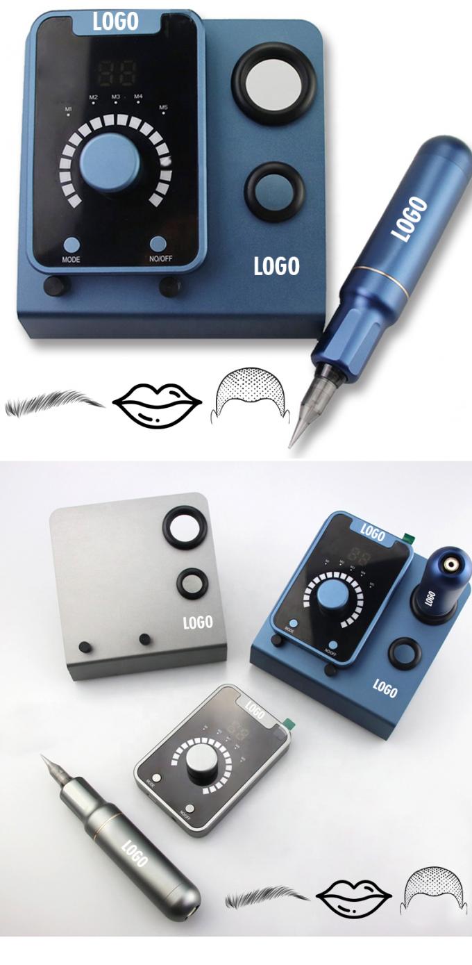 Dispositivo de micropigmentación del cuero cabelludo tipo pistola eléctrica SMP con maquillaje permanente y máquina de tatuaje de motor suizo en azul negro 8