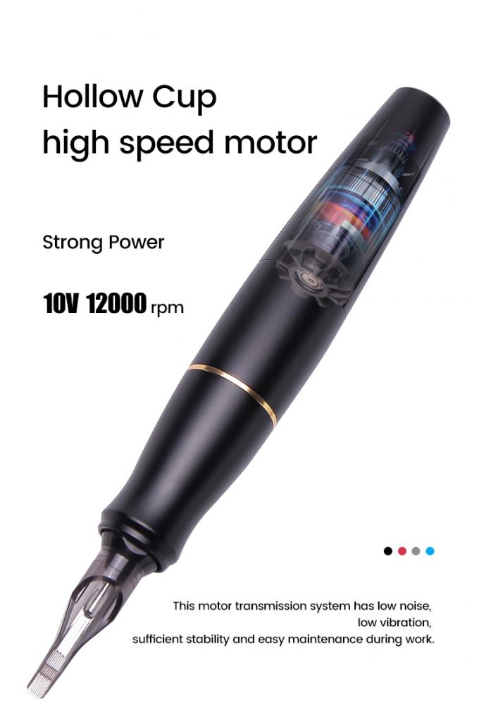 Motor sin núcleo Acero inoxidable Rojo Microblading Ceja labios Eyeliner Arma de tatuaje 0