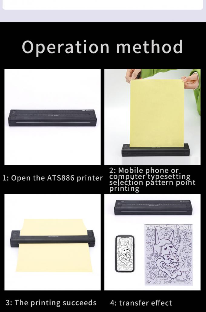 Mini impresora de plantilla de tatuaje de 12000mAh, m&aacute;quina fotocopiadora t&eacute;rmica, impresora de transferencia inal&aacute;mbrica, m&aacute;quina impresora de tatuajes 8