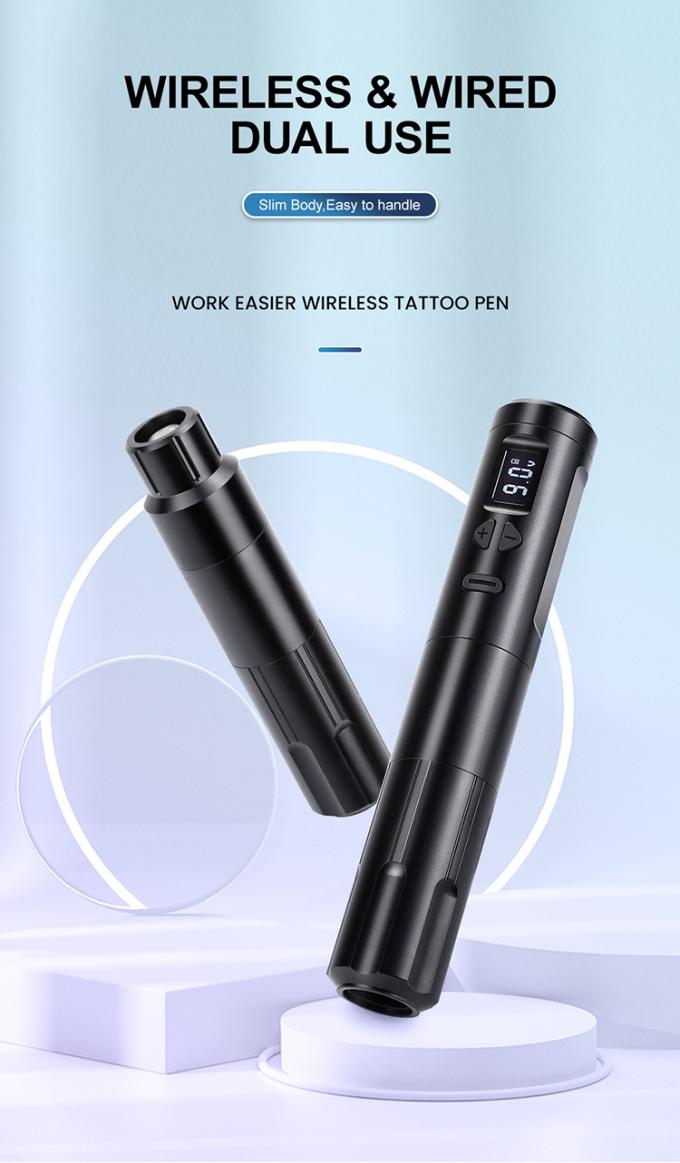 Derm&oacute;grafo inal&aacute;mbrico M&aacute;quina de tatuaje el&eacute;ctrico M&aacute;quina de maquillaje permanente inal&aacute;mbrico Aluminio 2 cabezas de bater&iacute;a Modelo de conector RCA 0