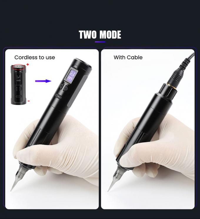 Derm&oacute;grafo inal&aacute;mbrico M&aacute;quina de tatuaje el&eacute;ctrico M&aacute;quina de maquillaje permanente inal&aacute;mbrico Aluminio 2 cabezas de bater&iacute;a Modelo de conector RCA 8