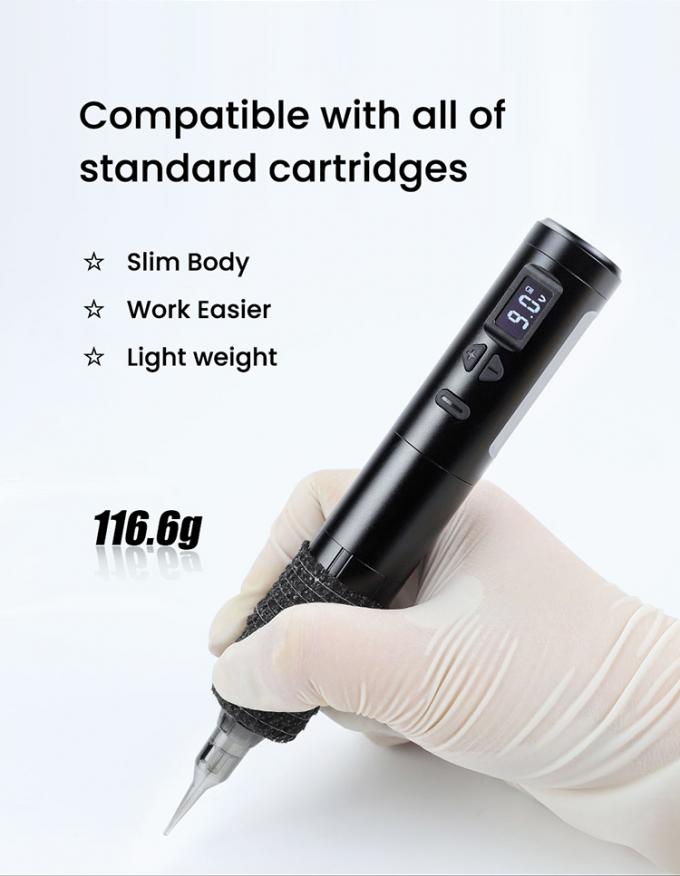 Derm&oacute;grafo inal&aacute;mbrico M&aacute;quina de tatuaje el&eacute;ctrico M&aacute;quina de maquillaje permanente inal&aacute;mbrico Aluminio 2 cabezas de bater&iacute;a Modelo de conector RCA 12