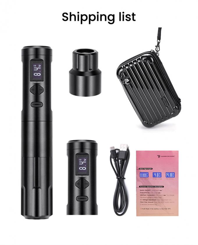 Derm&oacute;grafo inal&aacute;mbrico M&aacute;quina de tatuaje el&eacute;ctrico M&aacute;quina de maquillaje permanente inal&aacute;mbrico Aluminio 2 cabezas de bater&iacute;a Modelo de conector RCA 18