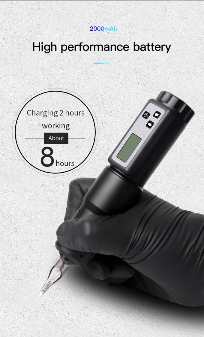 Electric LCD Display 2000mAh Battery Tattoo Gun RCA Wireless Rotary Tattoo Machine Pen Kit for Tattoo Artist 10
