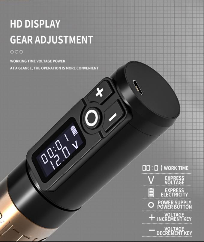 Ambici&oacute;n Soldado Digital Display Arma el&eacute;ctrica de tatuaje M&aacute;quina inal&aacute;mbrica M&aacute;quina rotativa de l&aacute;piz de tatuaje M&aacute;quina para artista de tatuajes 12