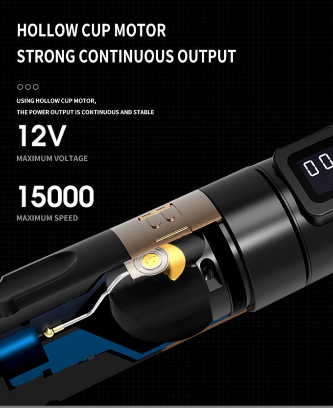 Ambici&oacute;n Soldado Digital Display Arma el&eacute;ctrica de tatuaje M&aacute;quina inal&aacute;mbrica M&aacute;quina rotativa de l&aacute;piz de tatuaje M&aacute;quina para artista de tatuajes 14