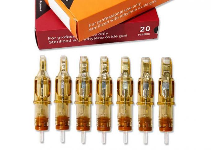 20pcs/caja Cartucho amarillo tatuaje ceja agujas de maquillaje permanente 0